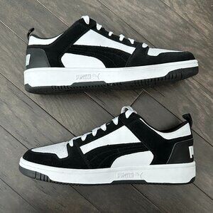 Puma Black and White Low-Top Sport Sneakers